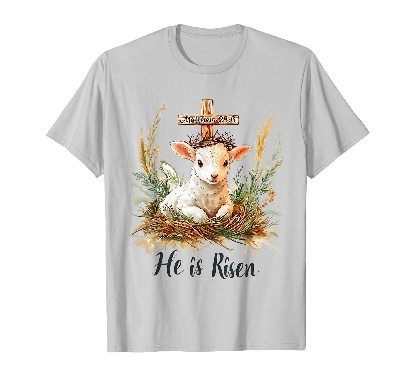 He Is Risen Lamb Matthew 28:6 Christian Jesus Bible Verses T-Shirt