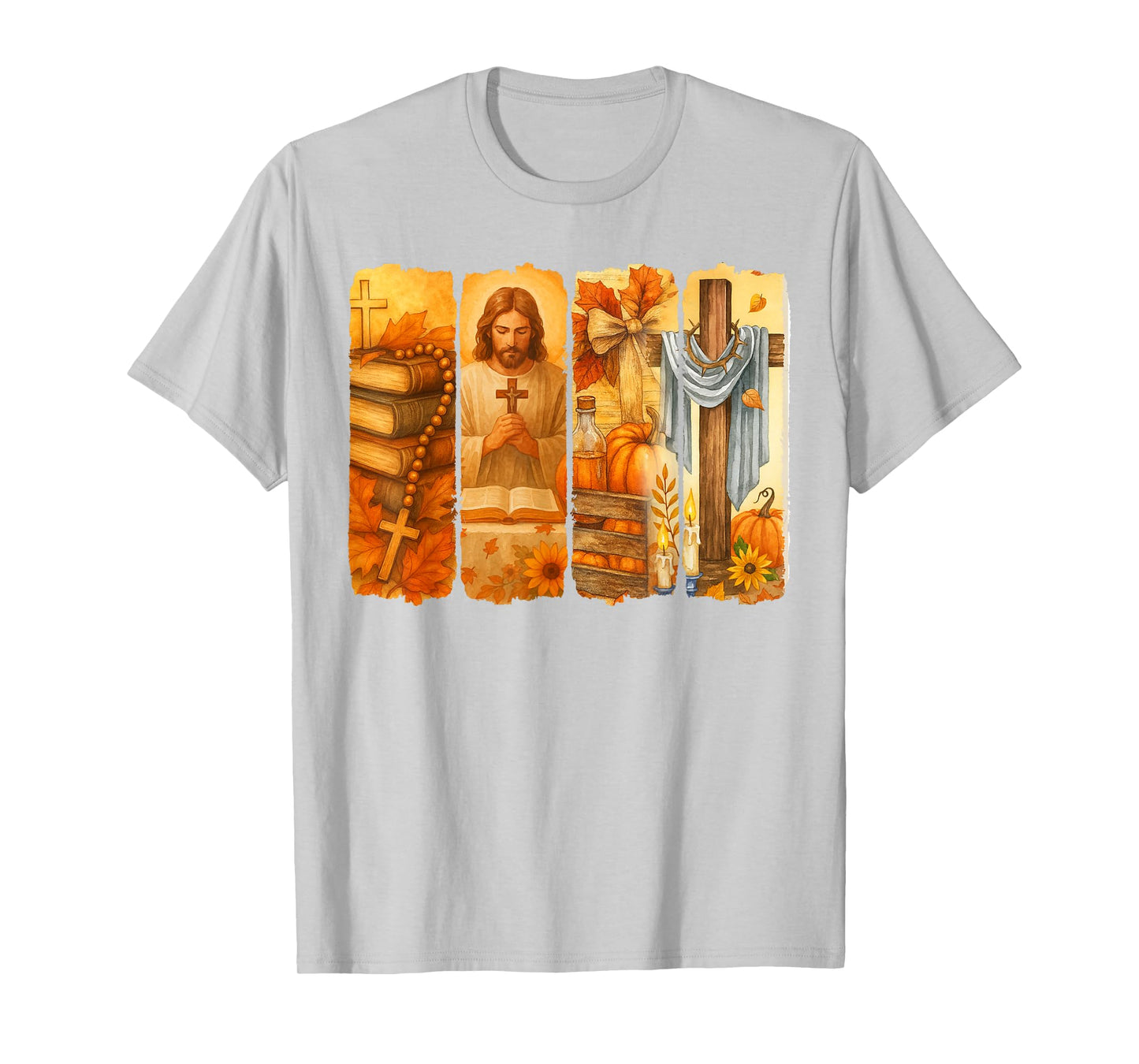 Fall Vibes Cozy Season Jesus Christian Faith Brushstroke T-Shirt