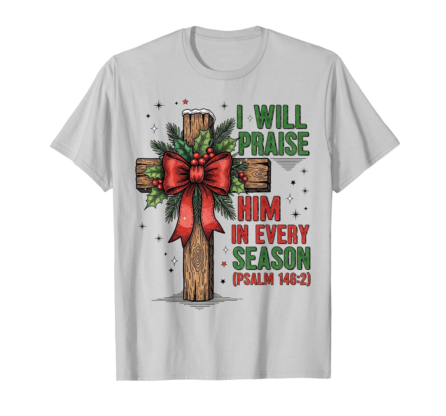 Jesus Christmas Cross Retro Bible Verse Faith Holiday T-Shirt