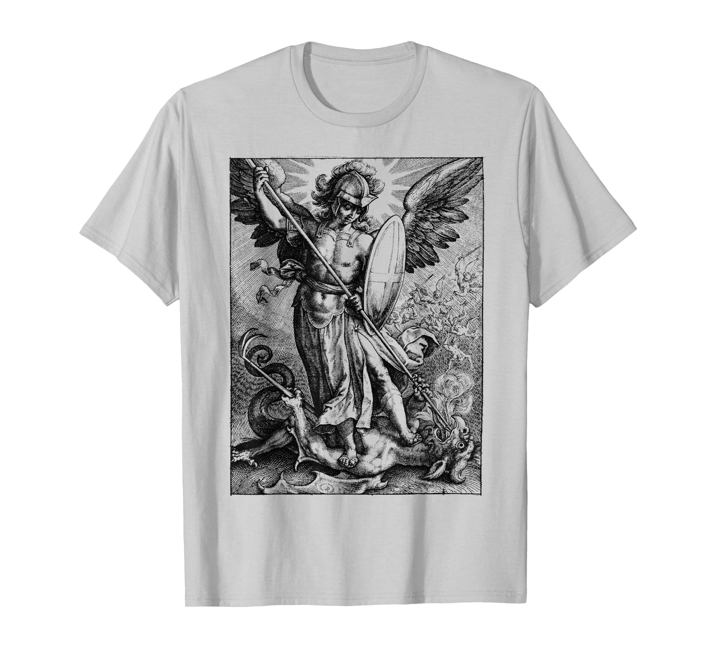 Saint Michael the Archangel Defeating Satan Christian T-Shirt