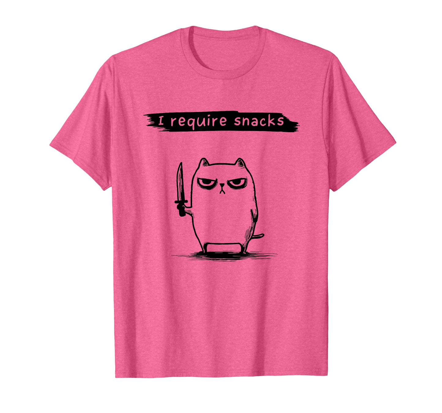 Funny Cat Meme I Require Snacks Design Men Women Kids T-Shirt