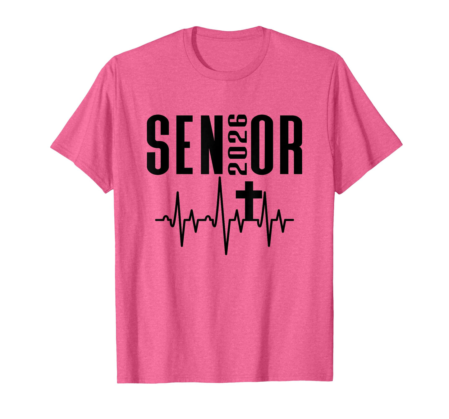 Senior 2026 Cross Heartbeat Christian Design Class of 26 T-Shirt