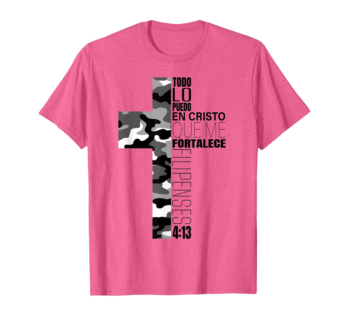 White Camo Todo Lo Puedo En Cristo Que Me Fortalece Spanish T-Shirt