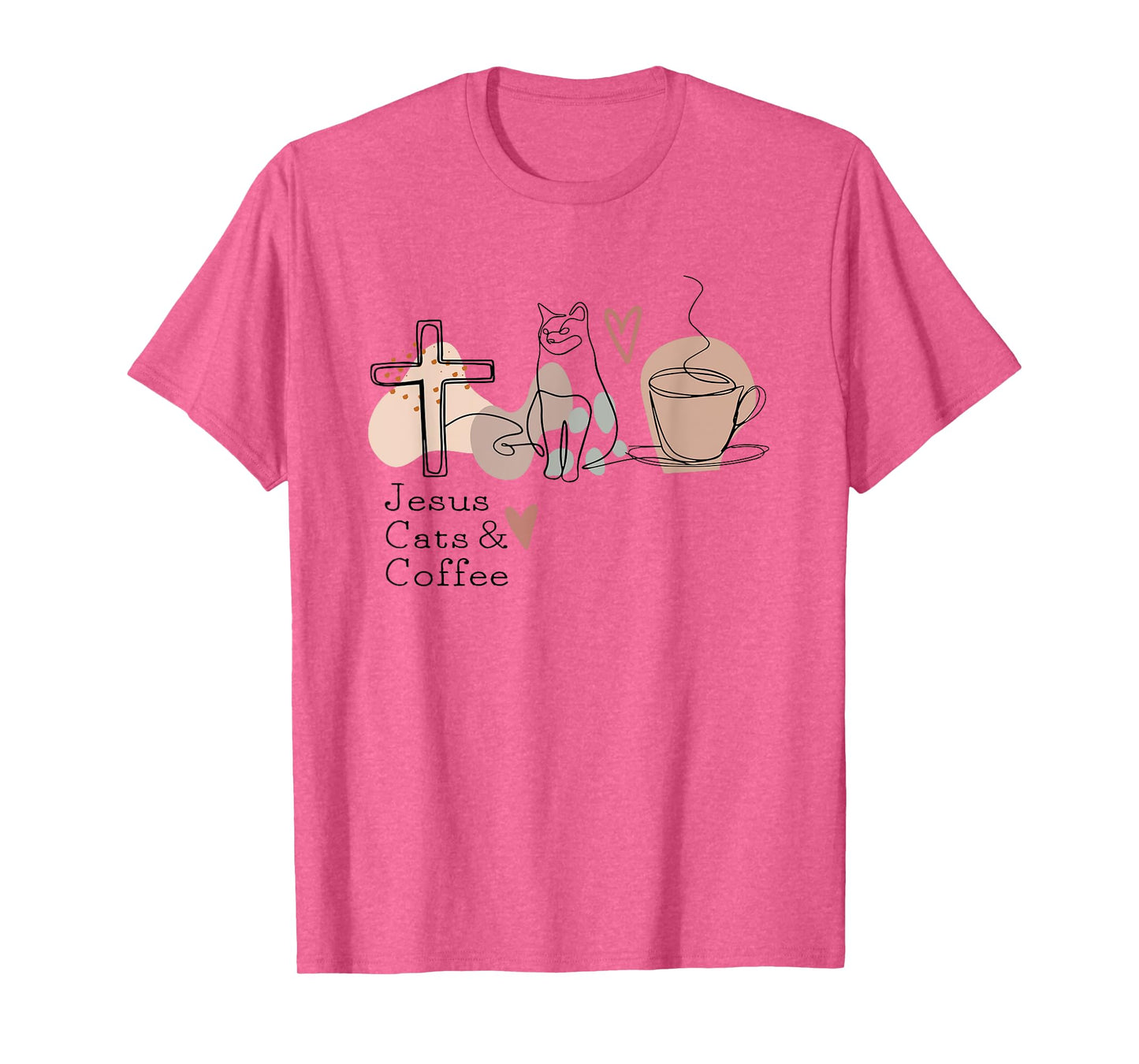 Jesus Cats And Coffee Minimalist Graphic Design T-Shirt