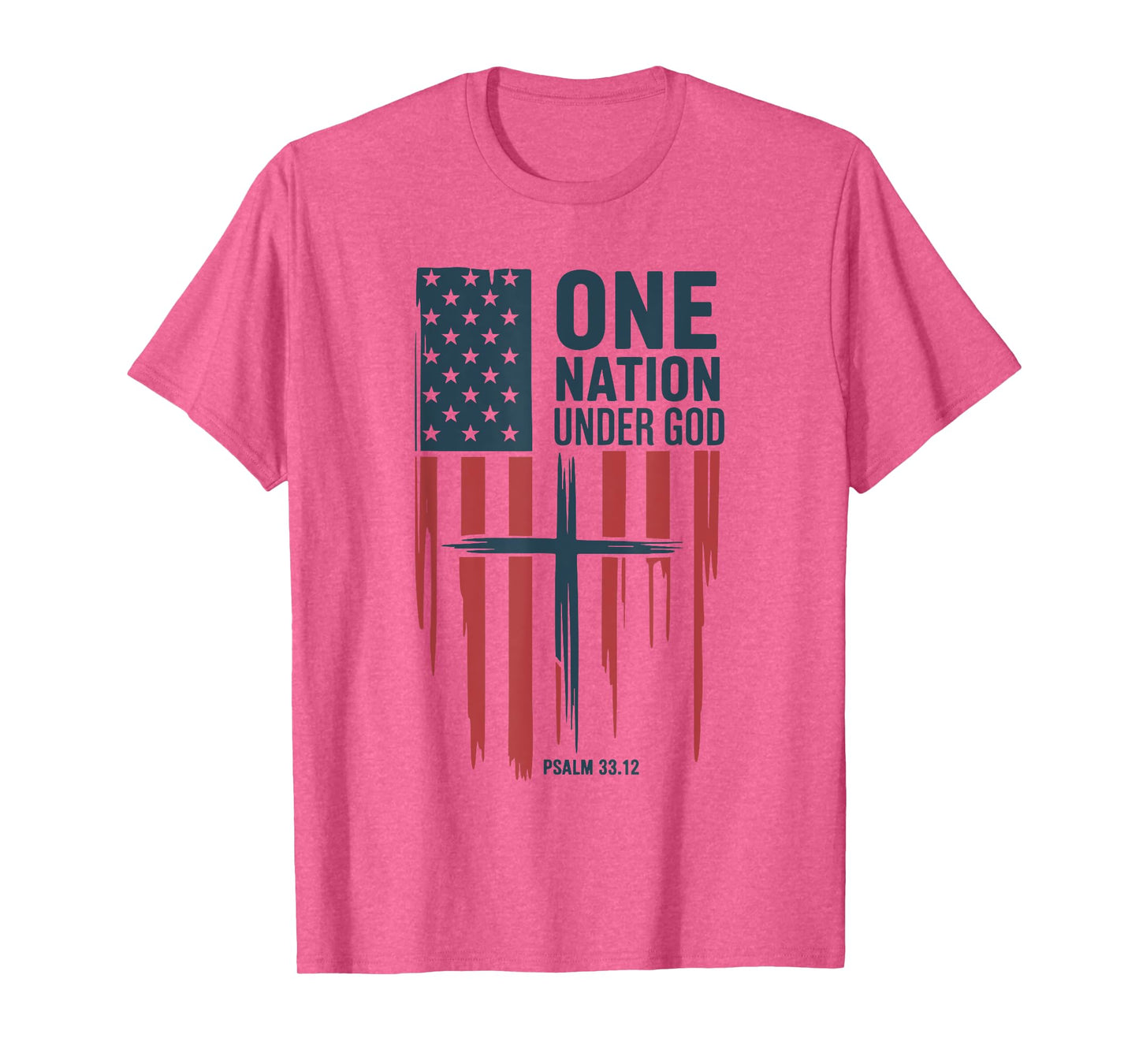 Christian Patriotic One Nation Under God Cross USA Faith T-Shirt