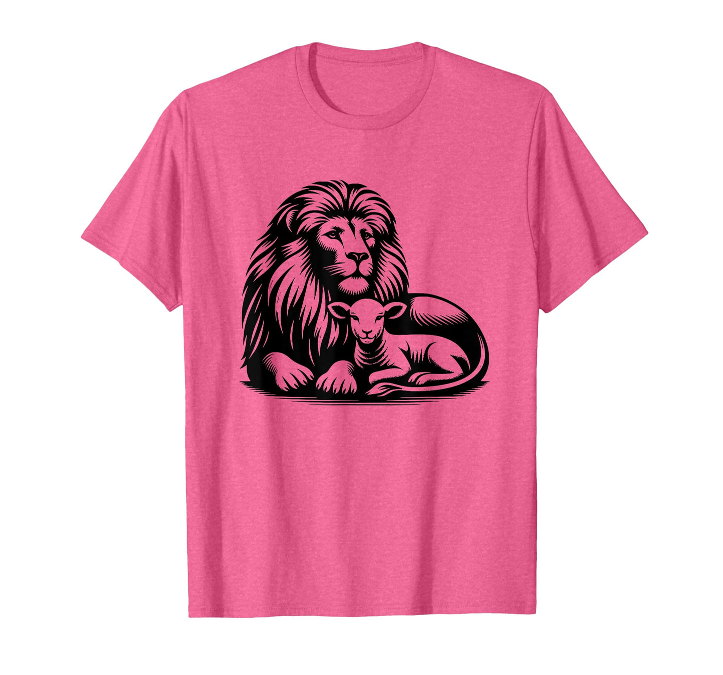 Lion and Lamb Black Design Christian Men Women T-Shirt