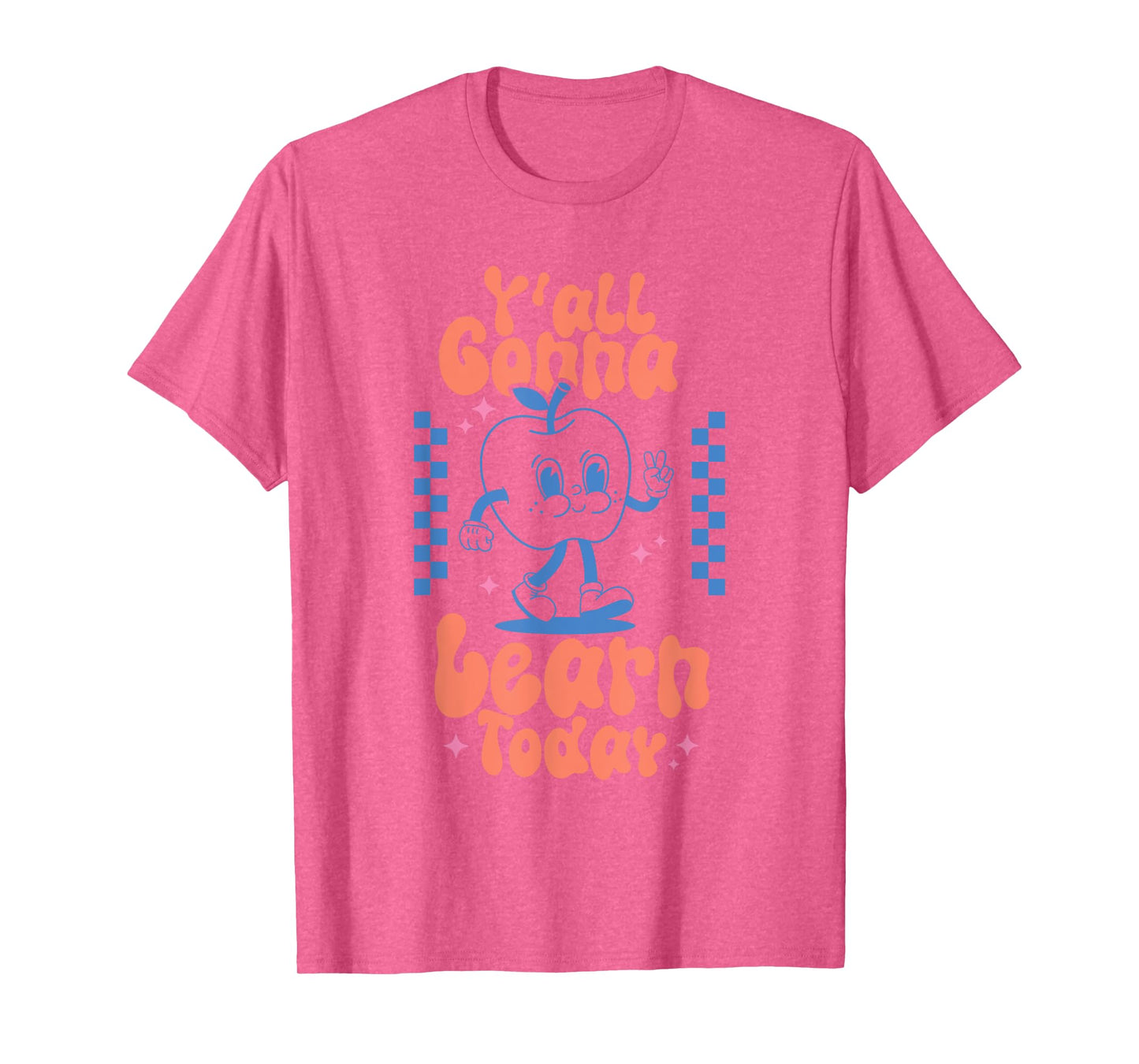 Y'all Gonna Learn Today Checkered Retro Apple Teacher Women T-Shirt