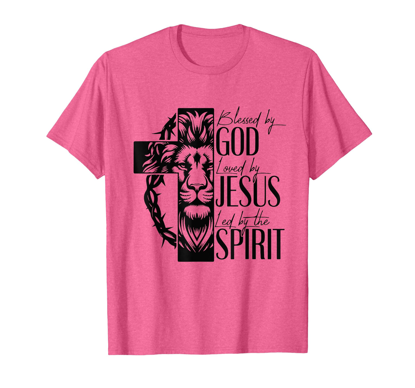 Lion Blessed by god loved by jesus led by the spirit T-Shirt