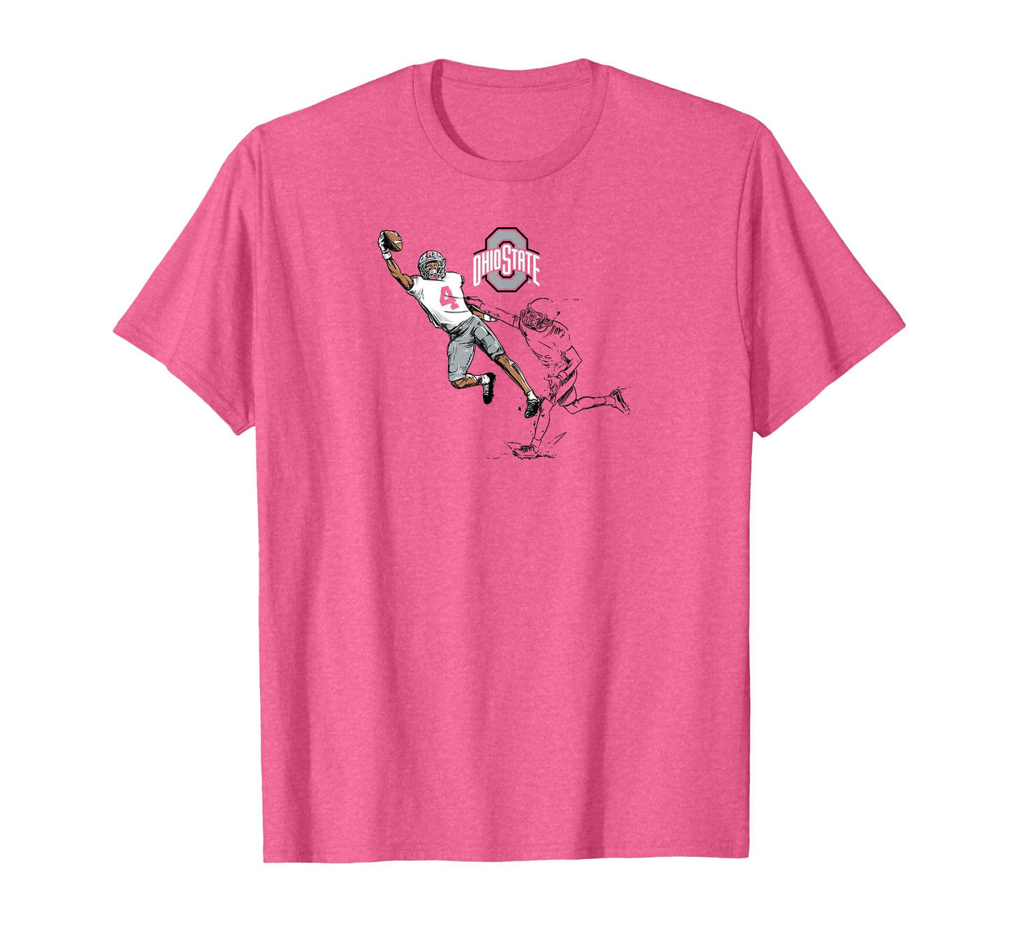 BreakingT - Jeremiah Smith One-Handed Catch Ohio State Football T-Shirt - Unisex Adults - Red - Small - Short Sleeve - Classic Fit - Custom Artwork, Officially Licensed
