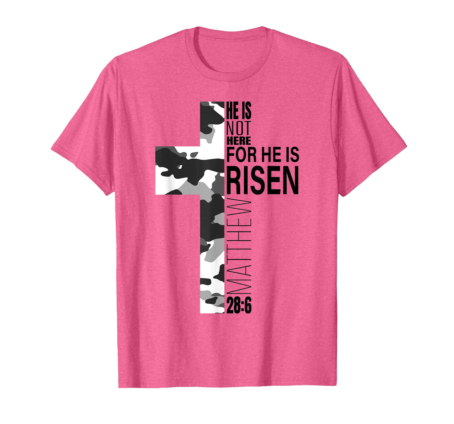 Cool Religious He Is Risen Christian Easter Verse Camo Cross T-Shirt