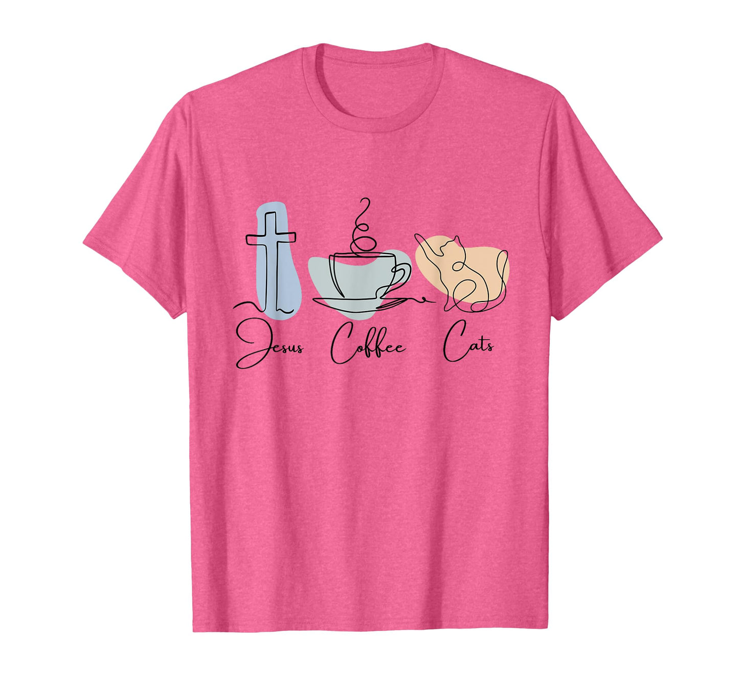 Jesus Coffee Cats Funny Cute Design Jesus Lovers Christian T-Shirt