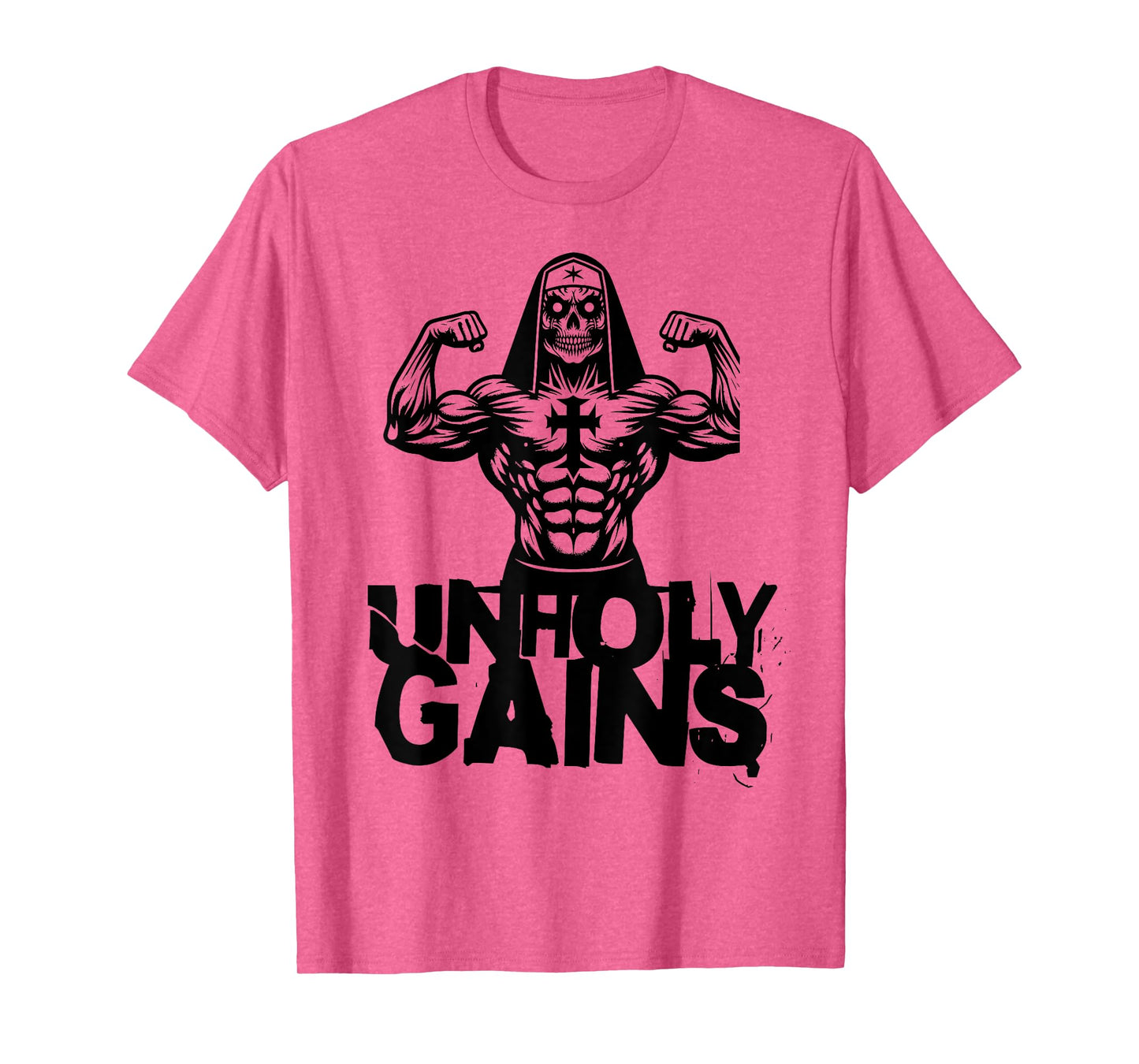Unholy Gains Satanic Workout Devil Worship Nun T-Shirt