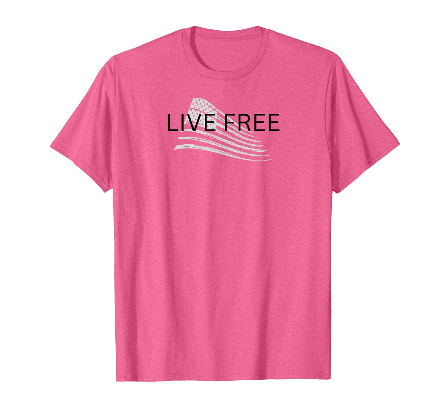 Live Free Text Christian, Patriotic Cross Flag Faith Blk Txt T-Shirt