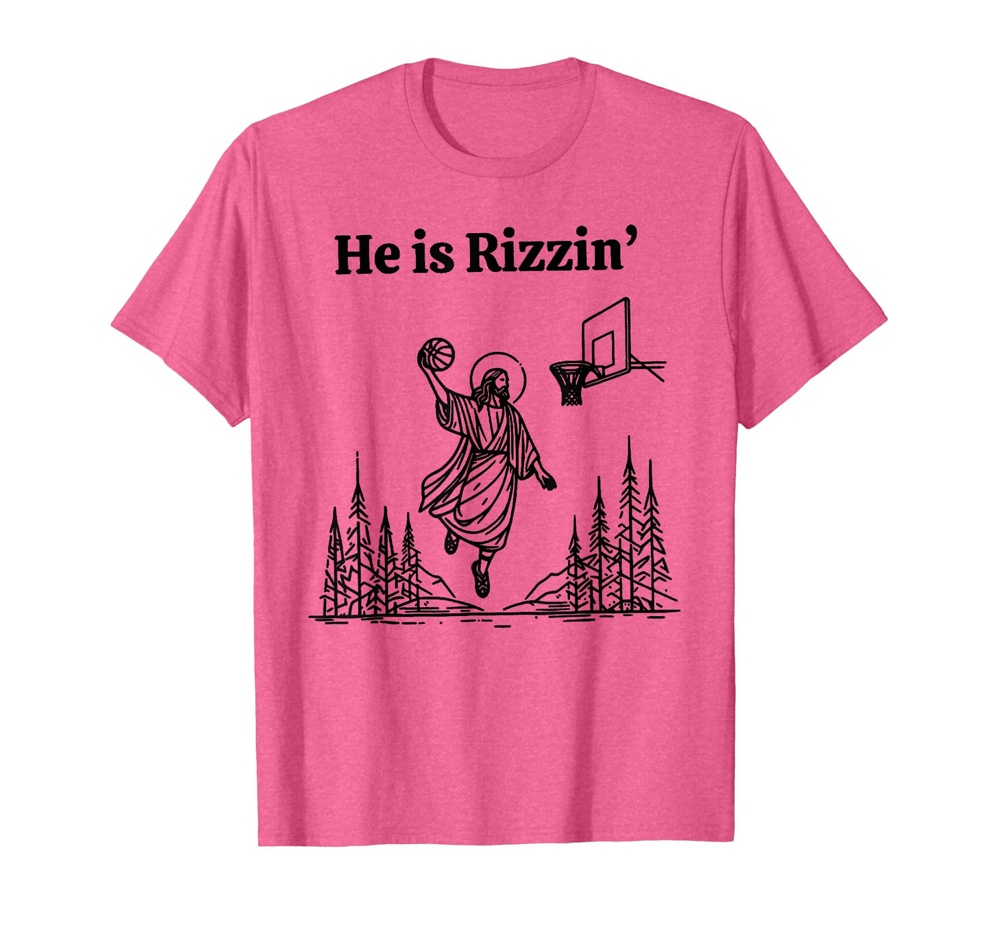He Is Rizzin Funny Basketball Retro Christian Religious Tee T-Shirt