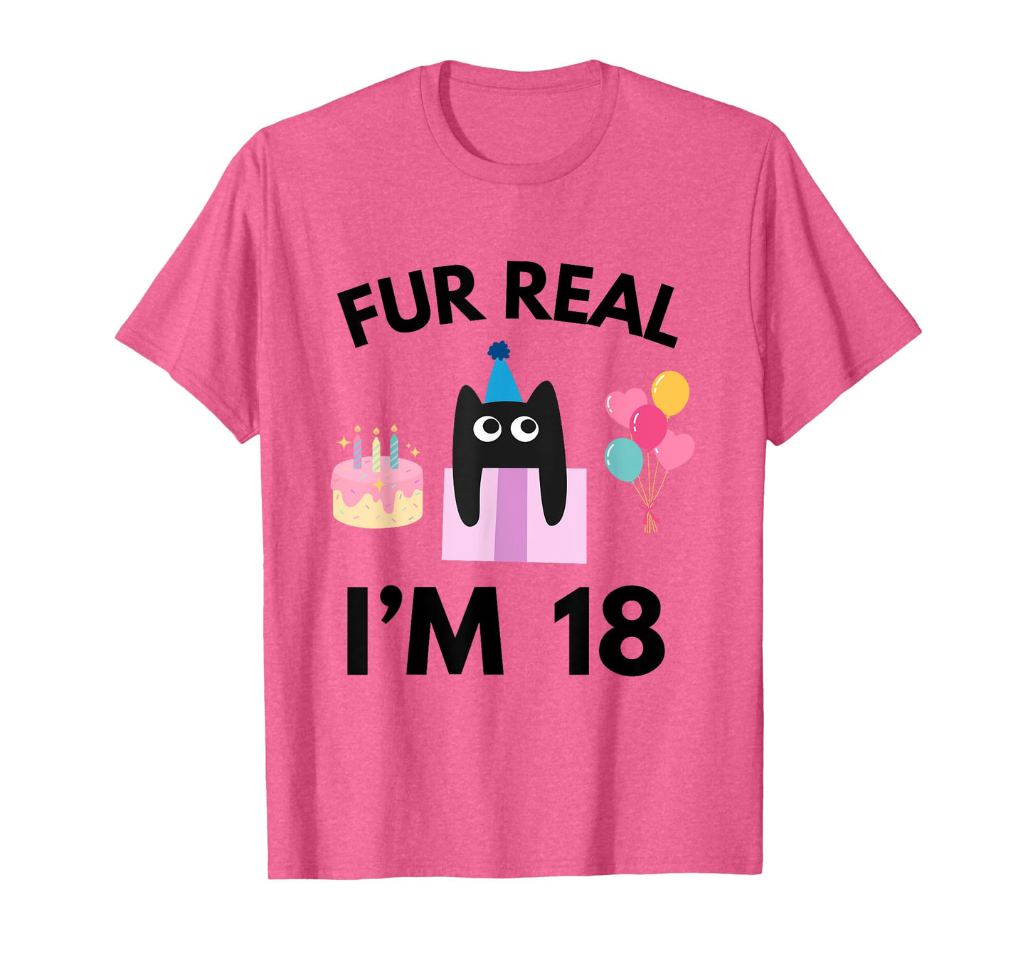 Fur Real Cat Birthday 18 Years Old Cat Lover 18th B-day T-Shirt