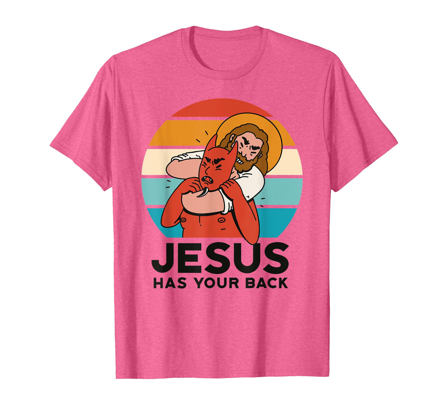 Jesus Has Your Back The Devil Sunset Graphic Funny Christian T-Shirt