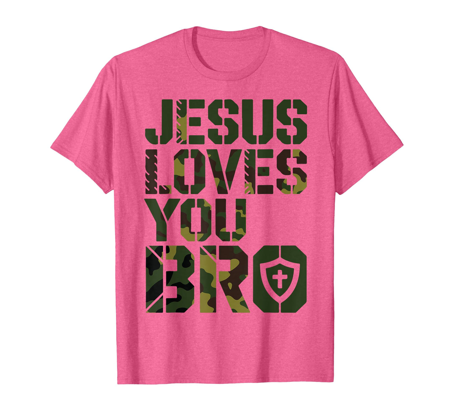 Camo Jesus Loves You Bro Funny Christian Humor Religious T-Shirt
