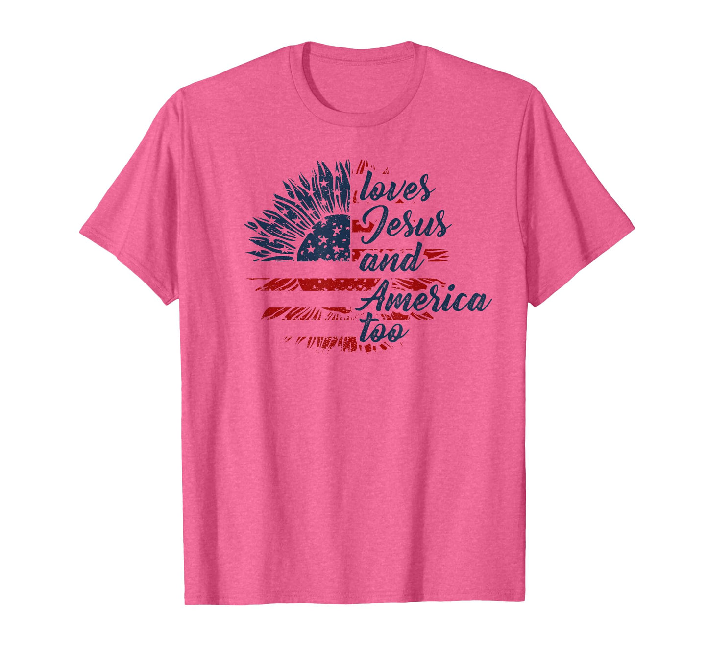 Loves Jesus and America Too 4th of July God Christian T-Shirt
