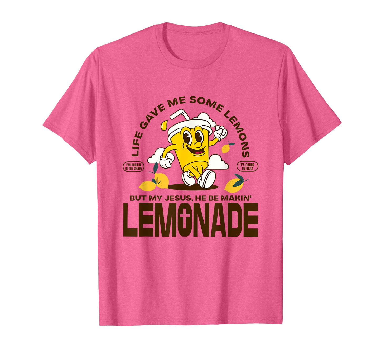 Jesus Making Lemonade Cute Retro Mascot Christian Faith T-Shirt