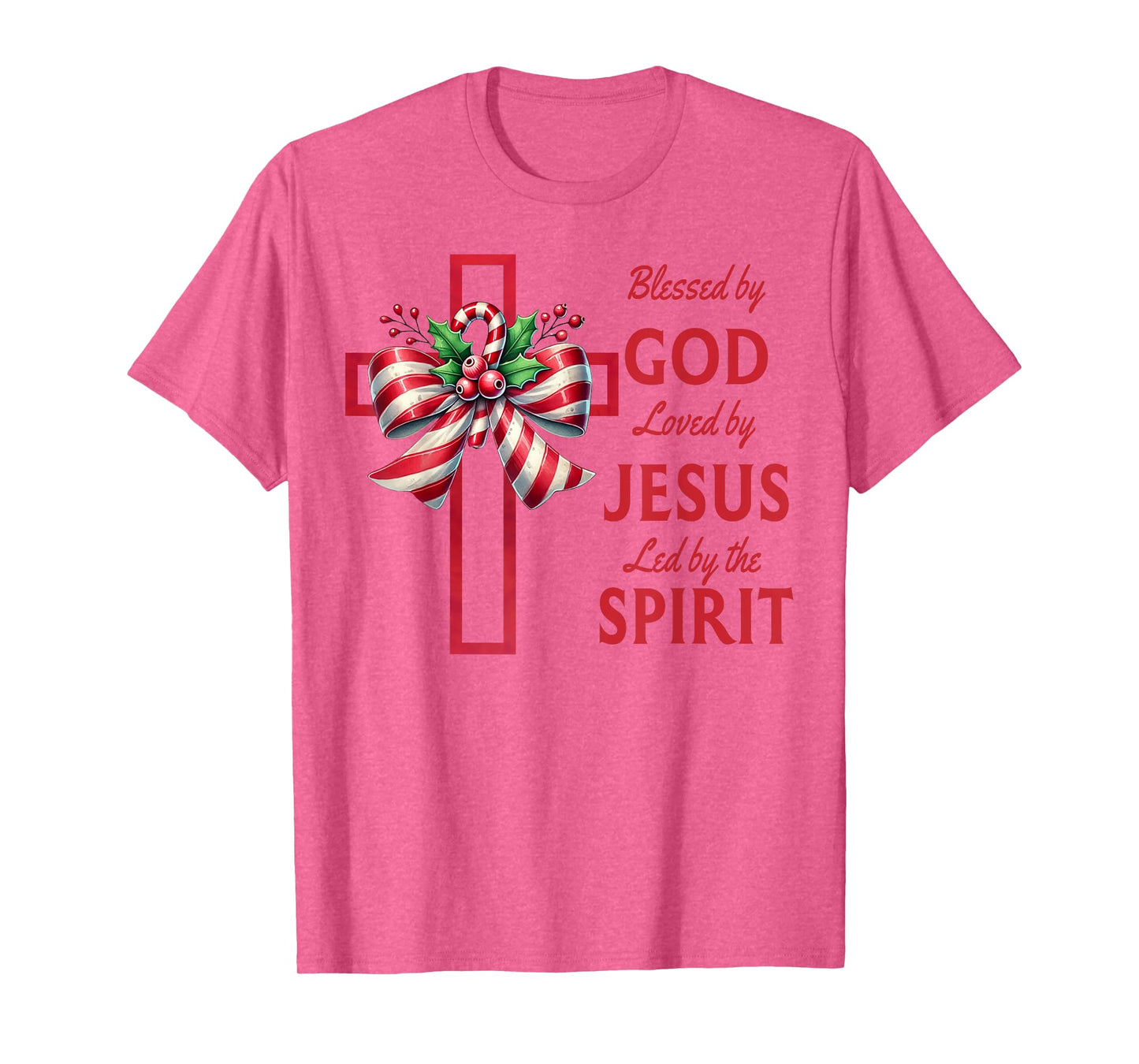 Blessed By God Loved By Jesus Beautiful Candy Cane Cross T-Shirt