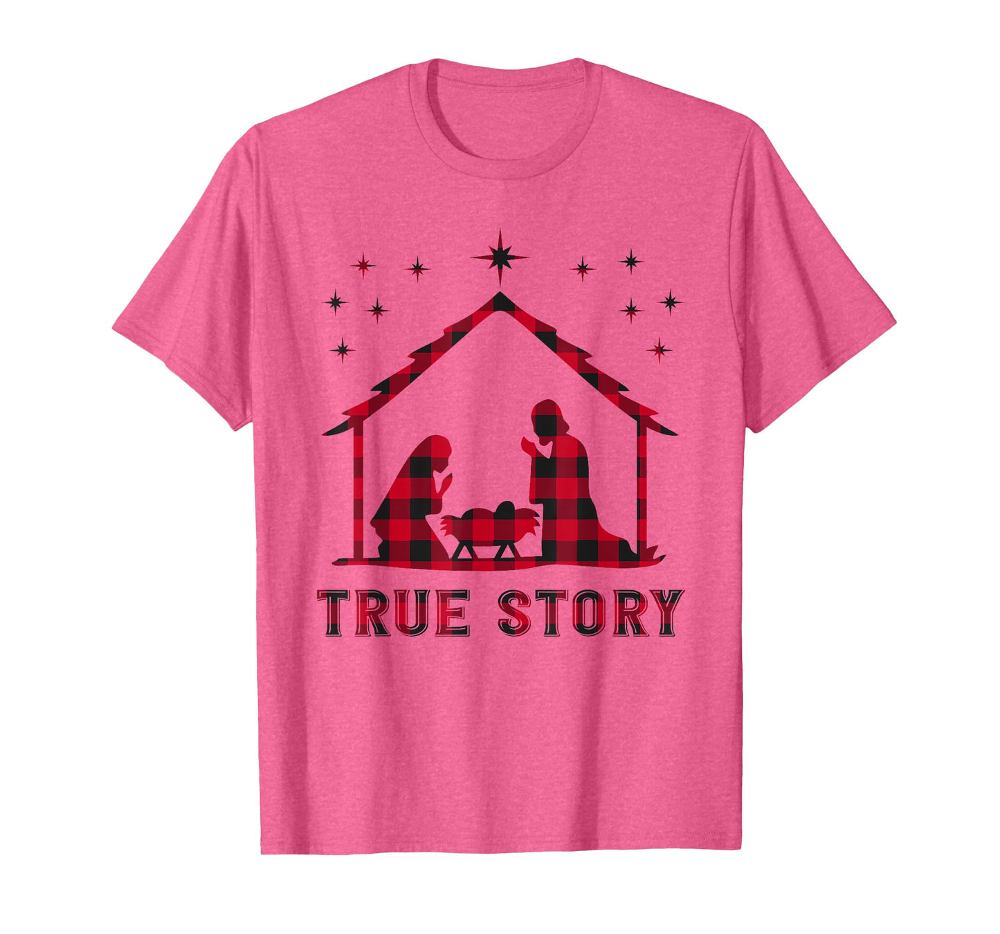 Red Plaid True Story of Jesus Birth Nativity Christmas Gift T-Shirt