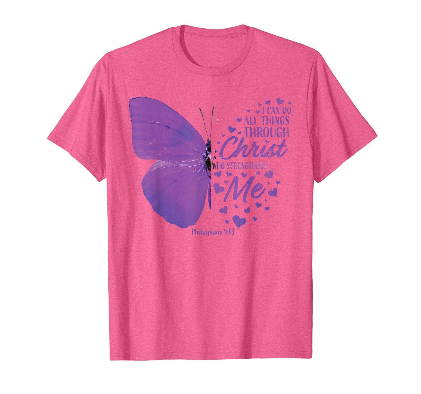 Philippians 4:13 Christian Bible Verse Gifts Women Butterfly T-Shirt
