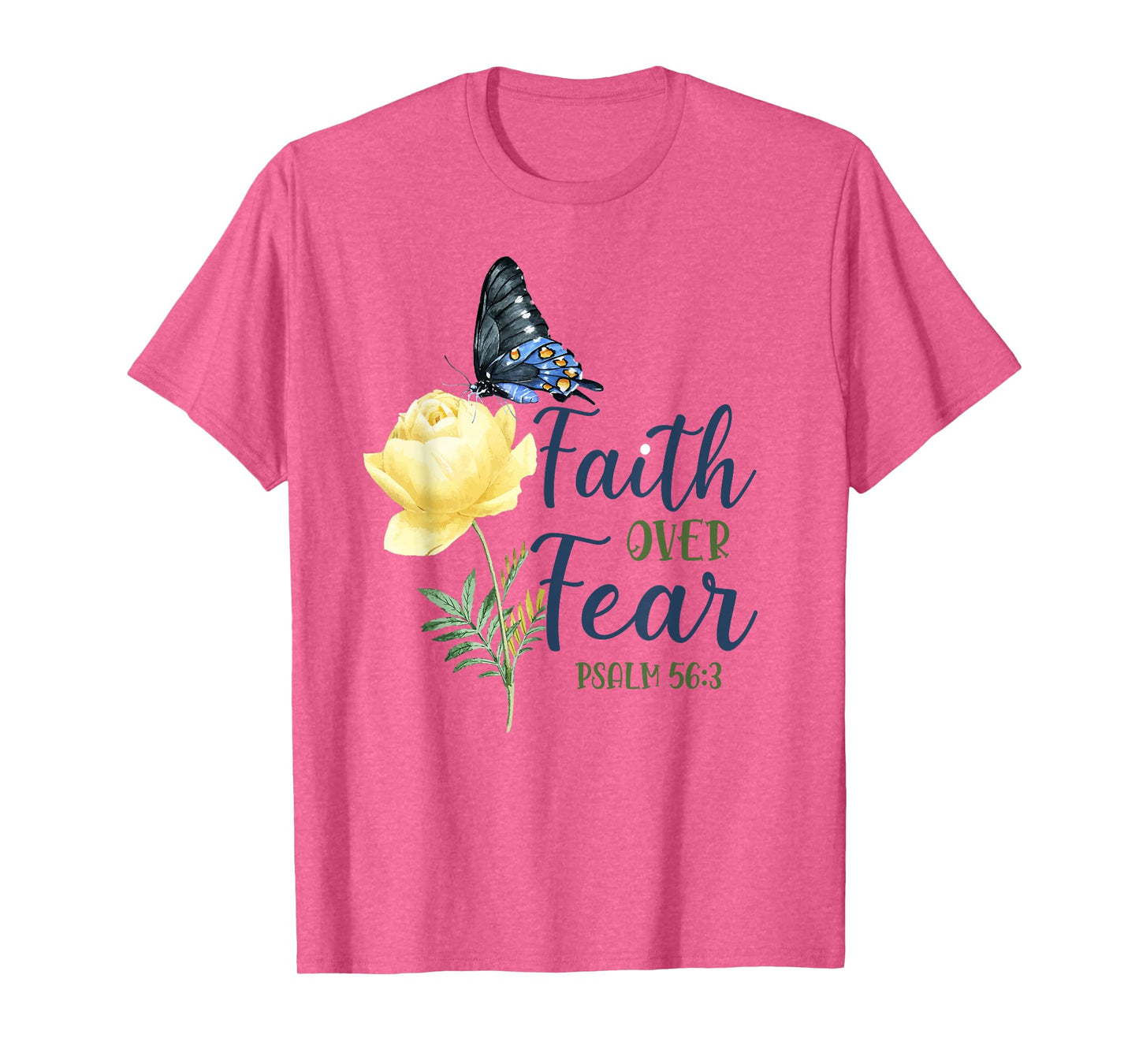 Christian Bible Verse Quote Butterfly Rose Flower Psalm 56:3 T-Shirt
