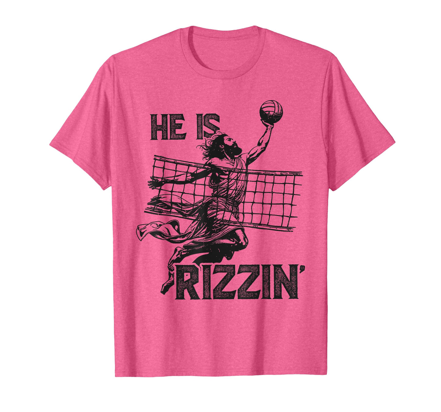 He Is Rizzin Funny Jesus Playing Volleyball Player Easter T-Shirt