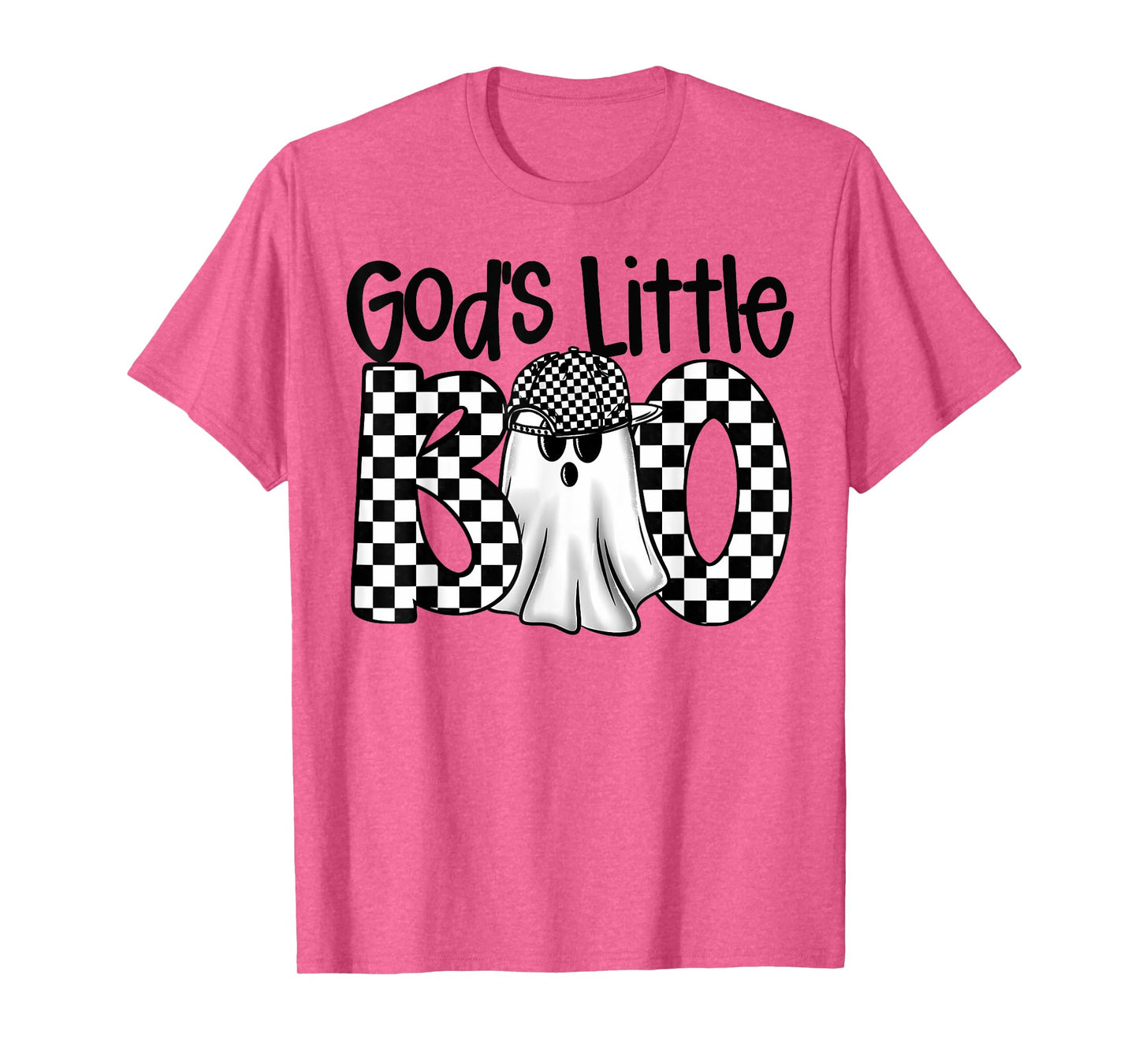 God's Little Boo Checkered Ghost Christian Halloween Boy Kid T-Shirt