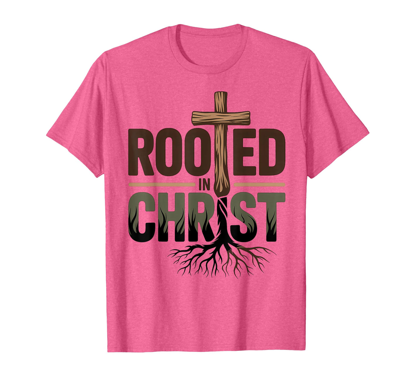 Rooted in Christ Jesus Christian Faith Cross T-Shirt