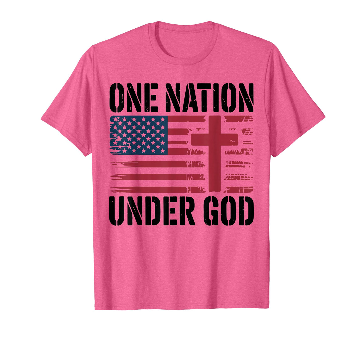 One Nation Under God American Flag Christian Patriotic Cross T-Shirt