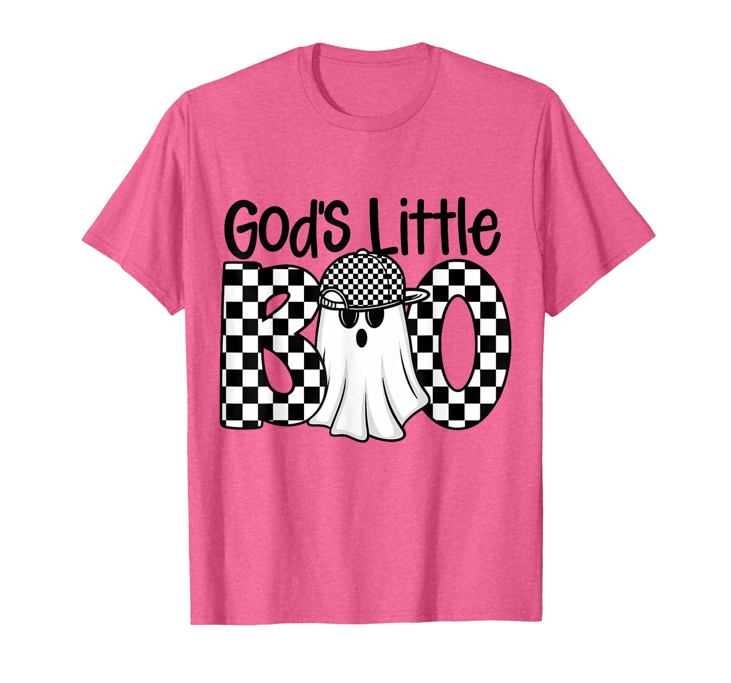 Funny Halloween God's Little Boo Ghost Checkered Toddler Boy T-Shirt
