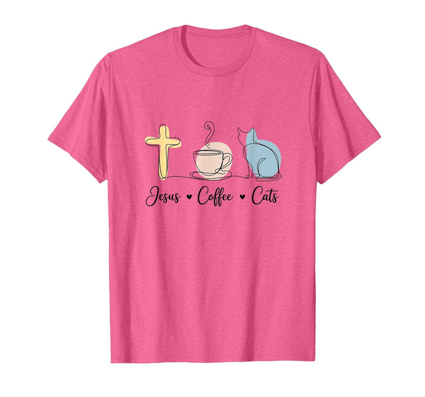 Jesus Coffee Cats Funny Cute Design Jesus Lovers Christian T-Shirt