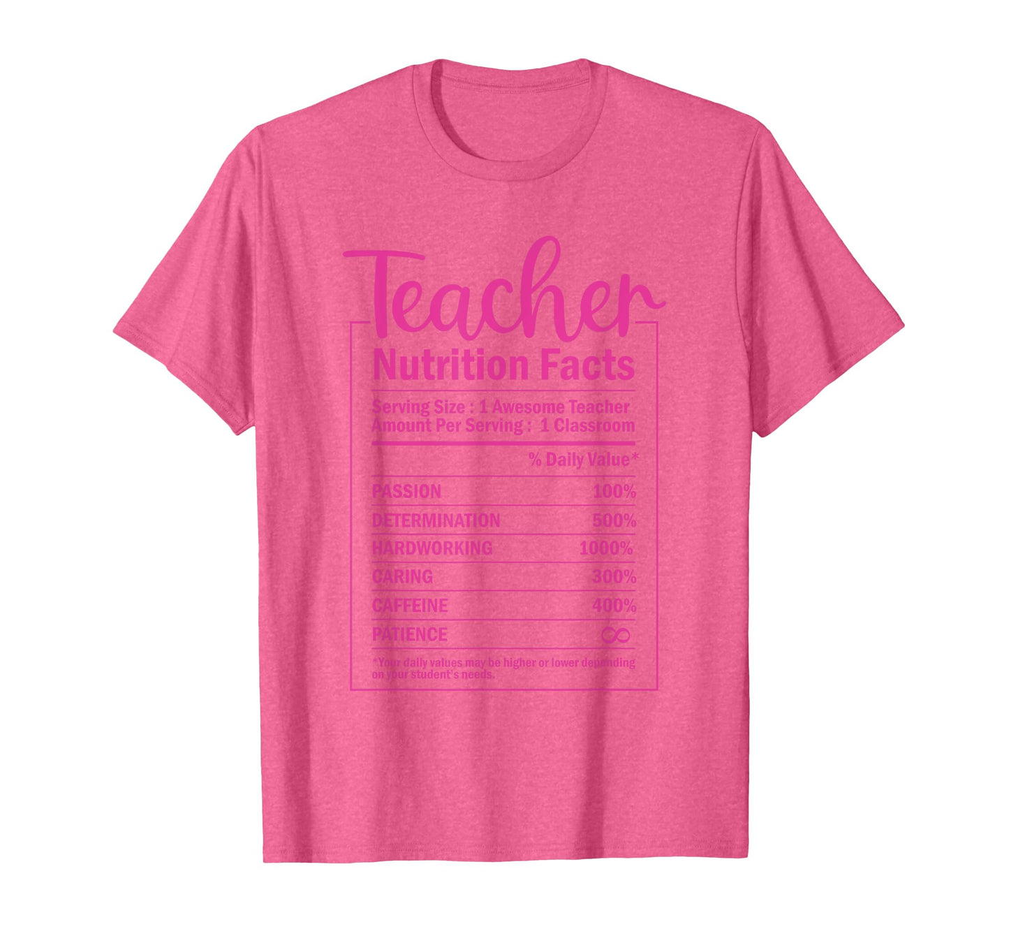 Funny Teacher Nutrition Facts Food Package Labels Teacher T-Shirt