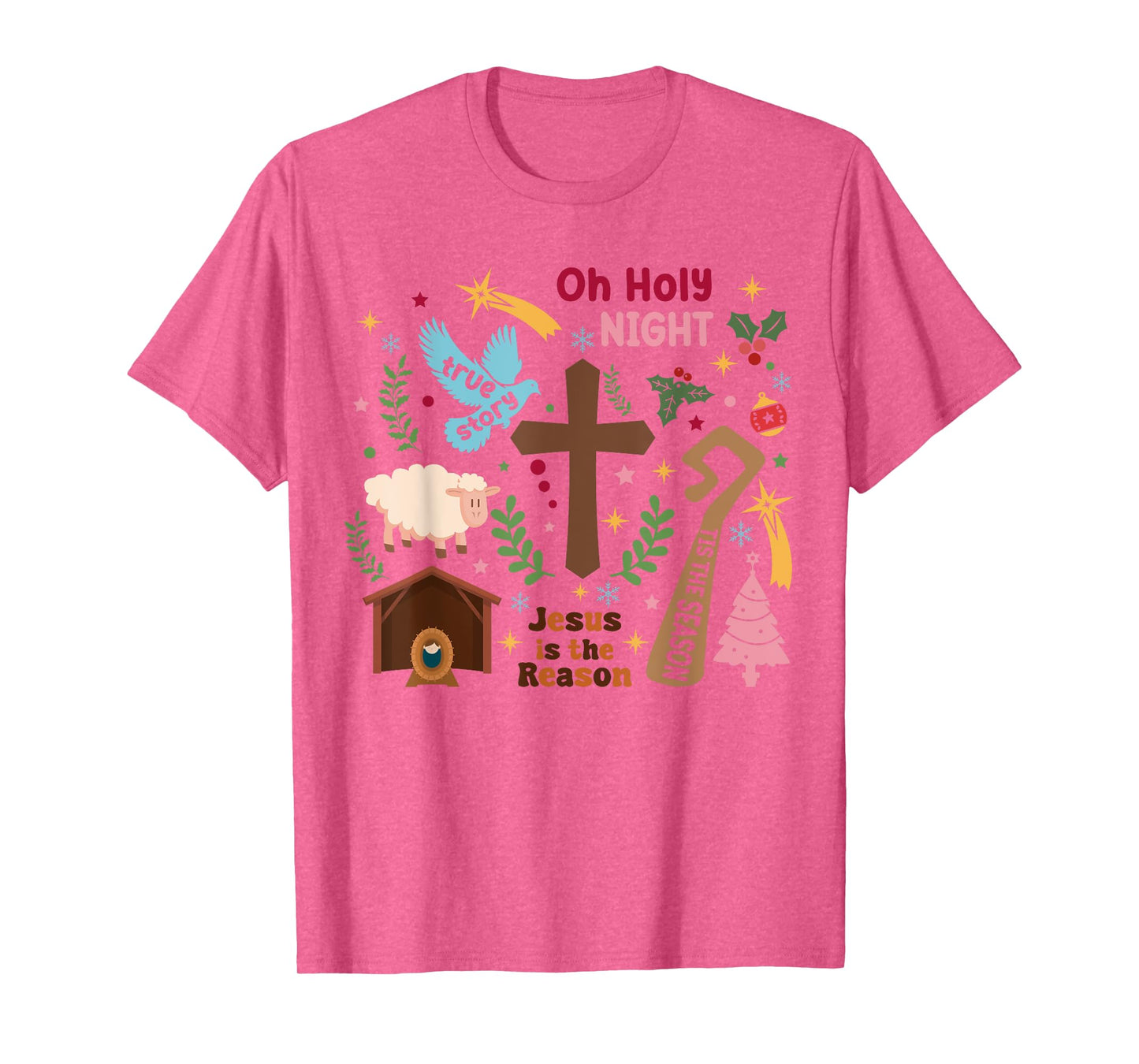 Oh Holy night Jesus is the Reason Christian Christmas Retro T-Shirt