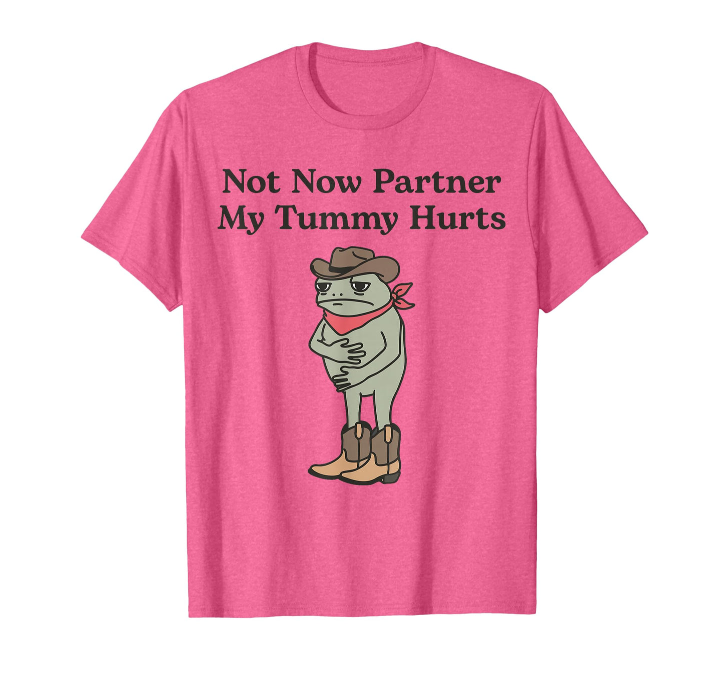 Not Now Partner My Tummy Hurts Funny Cowboy Frog Meme IBS T-Shirt