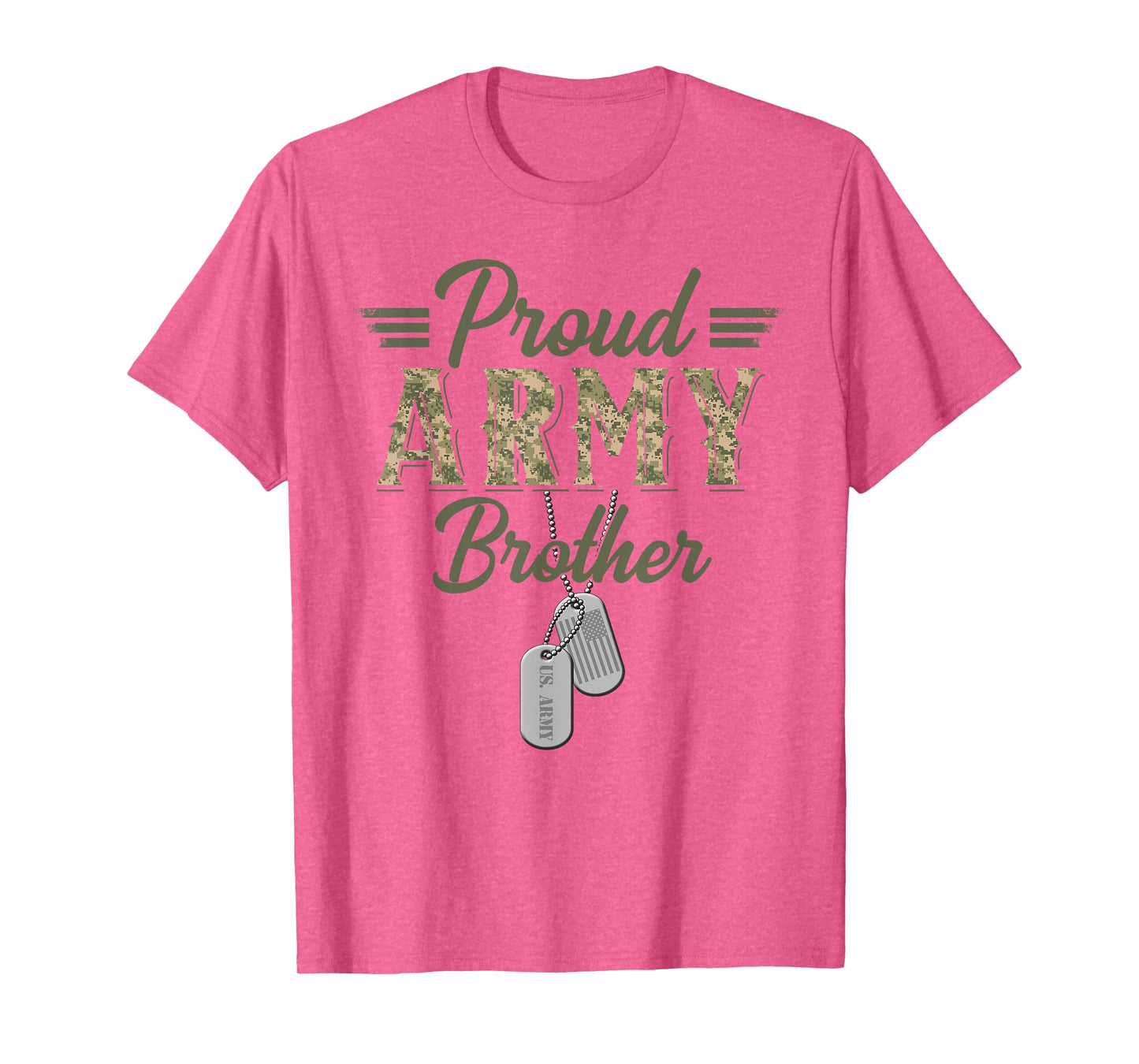 Proud Army Brother Military Brother with Dog Tag US Flag T-Shirt