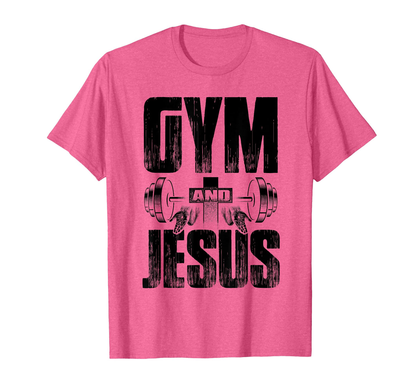 Religious Workout Gym & Jesus Barbell Lifting Weights Cross T-Shirt