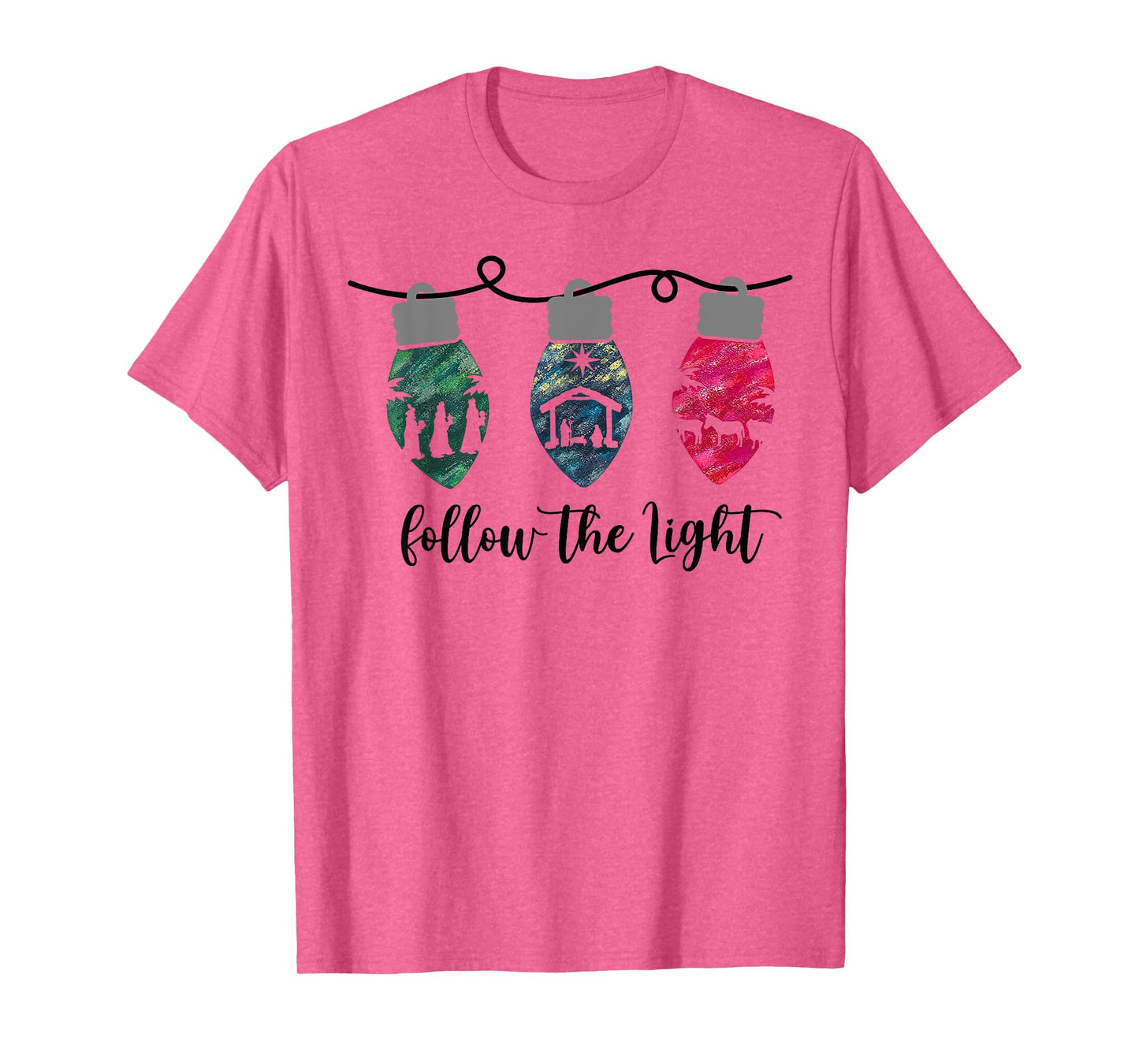 Follow the Light Christ Xmas Light T-Shirt