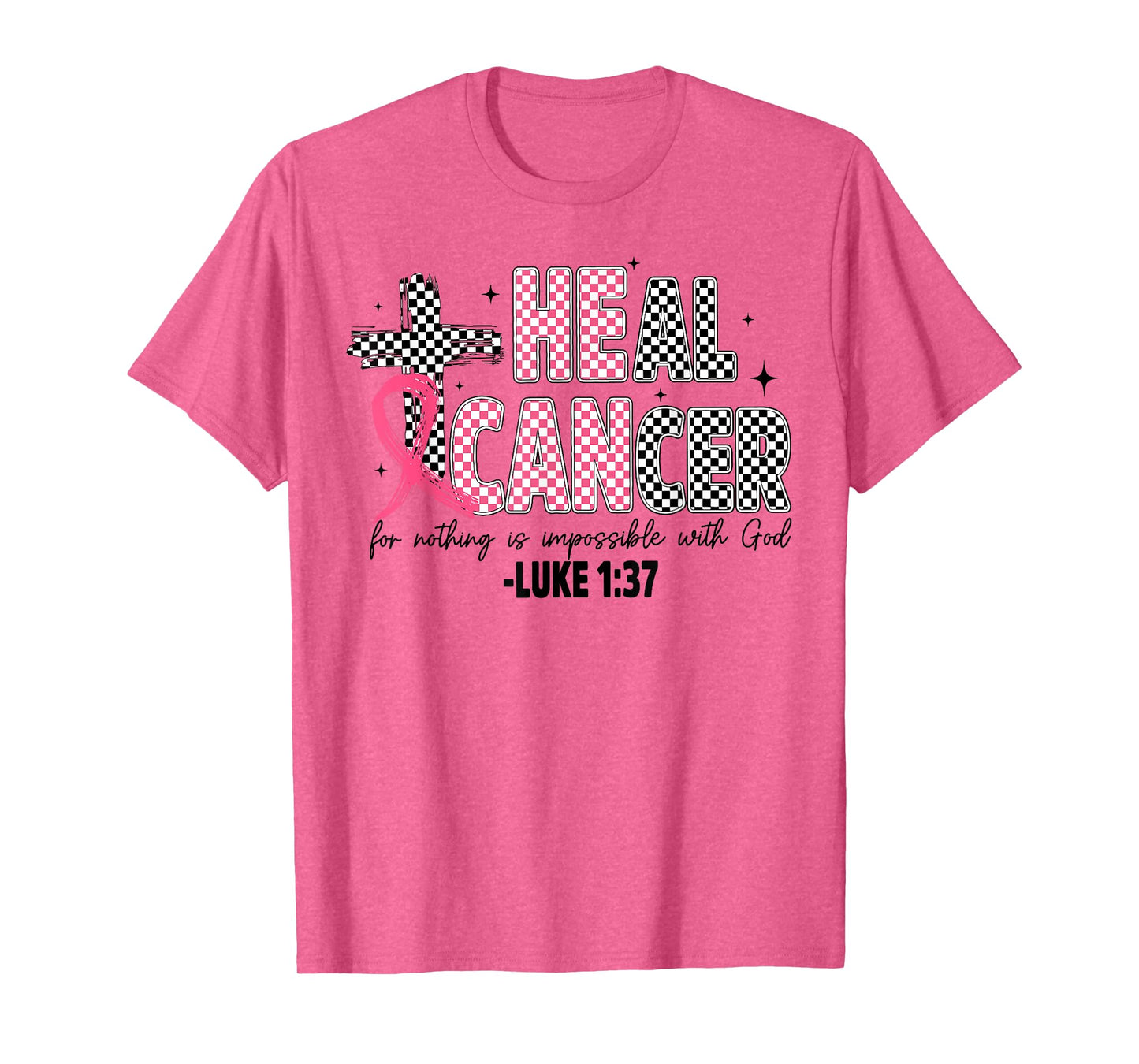 Heal Breast Cancer Coquette Christian God Faith Pink Ribbon T-Shirt