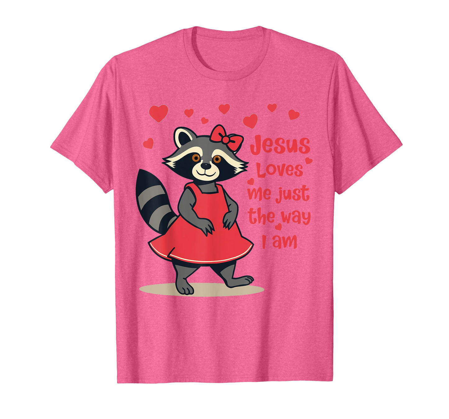 Christian Kids Racoon Jesus Loves Me Just The Way I Am T-Shirt