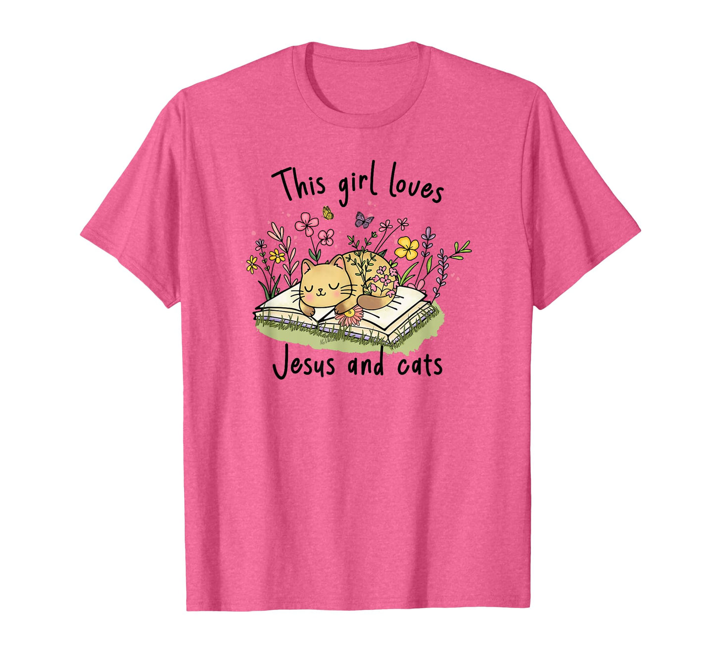 This Girl Loves Jesus And Cats Cute Christian T-Shirt