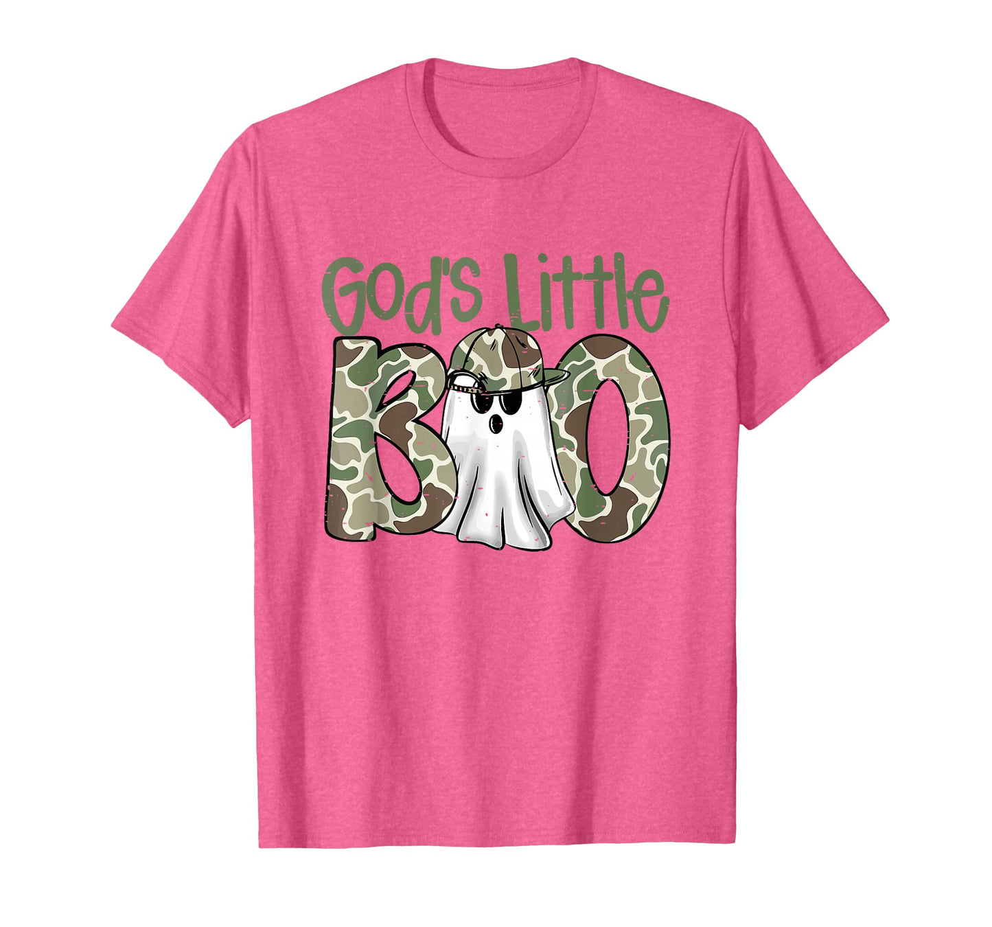 Camo God's Little Boo Ghost Halloween Kids Spooky Season T-Shirt