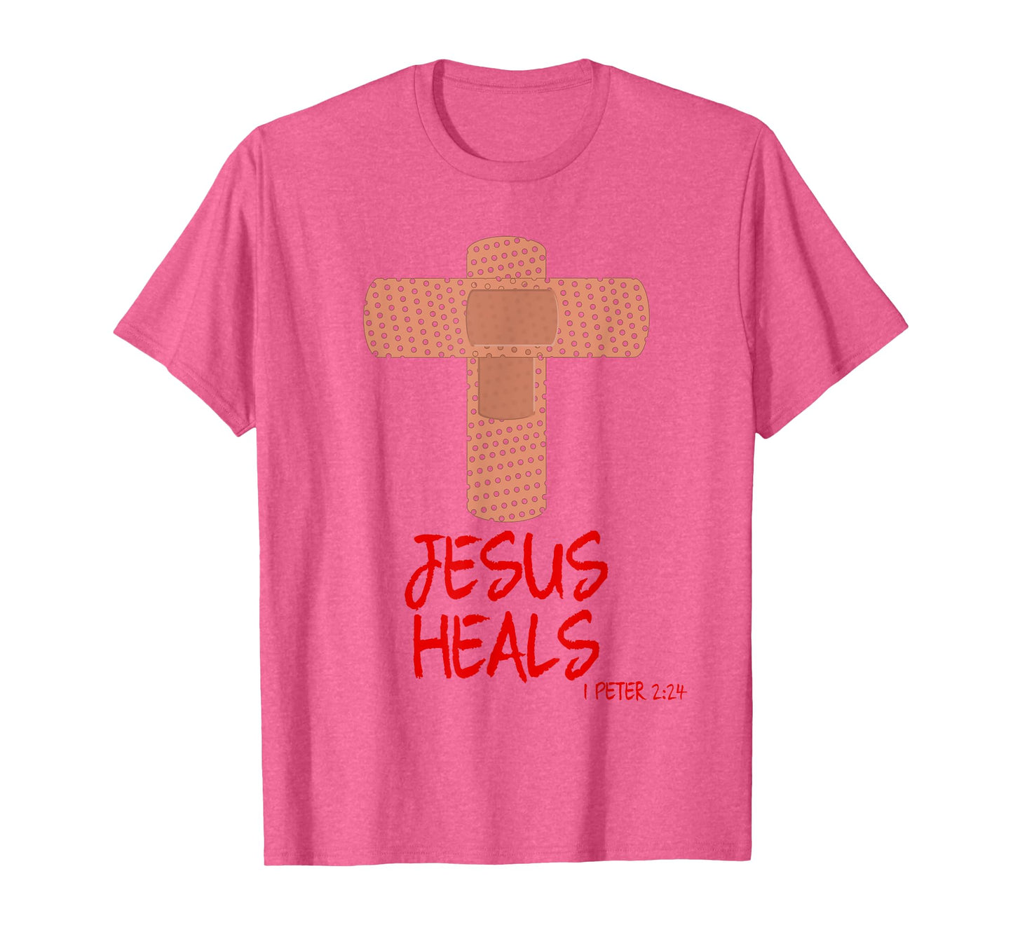 JESUS HEALS Christian Cross Nurse Mom Women Wife Gift T-Shirt