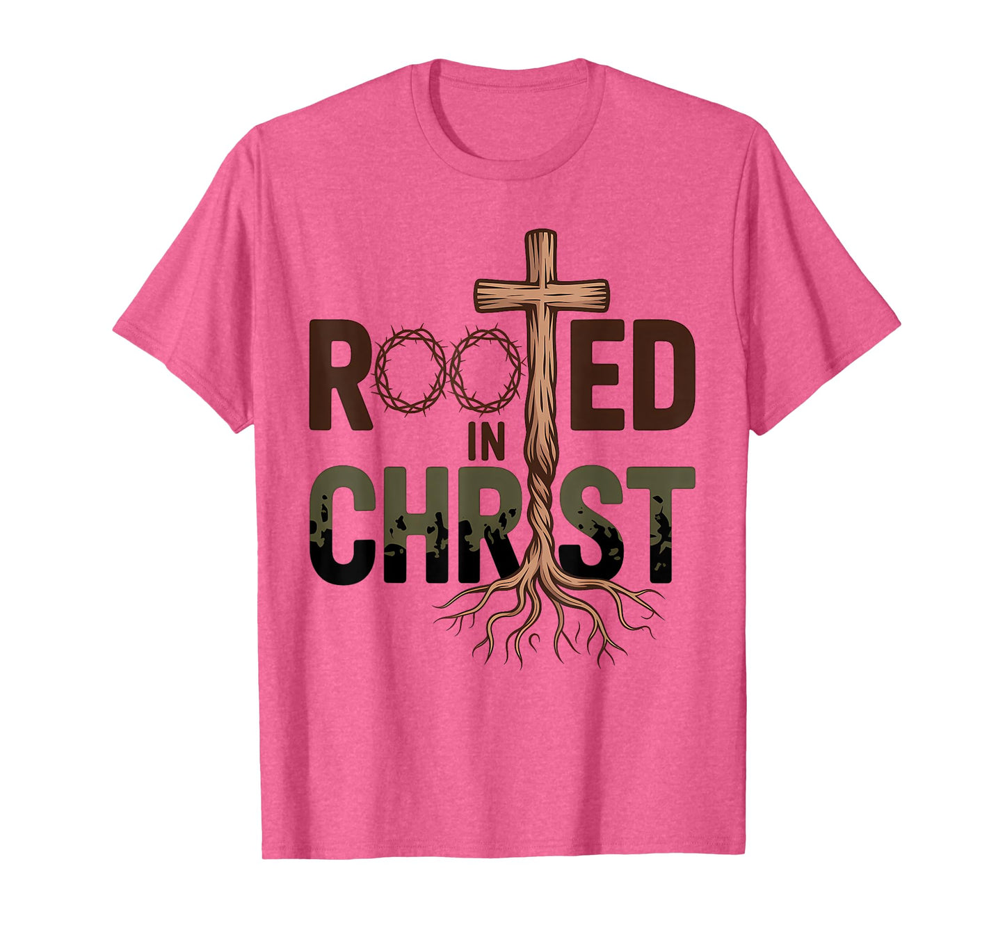 Rooted in Christ Jesus Cross Christian Faith T-Shirt