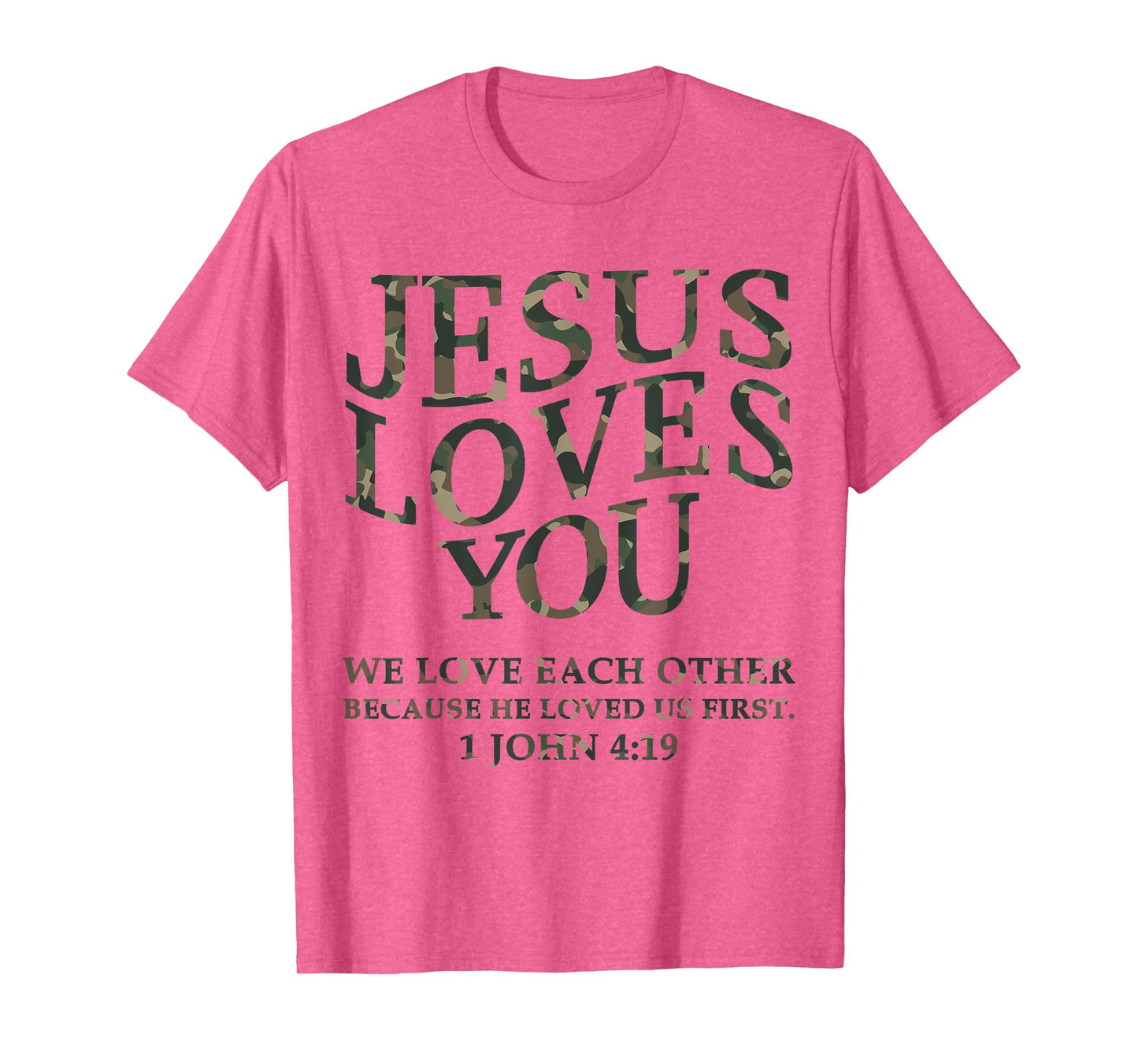 Jesus Loves You Me Camo Christian Youth Men God Son Brother T-Shirt