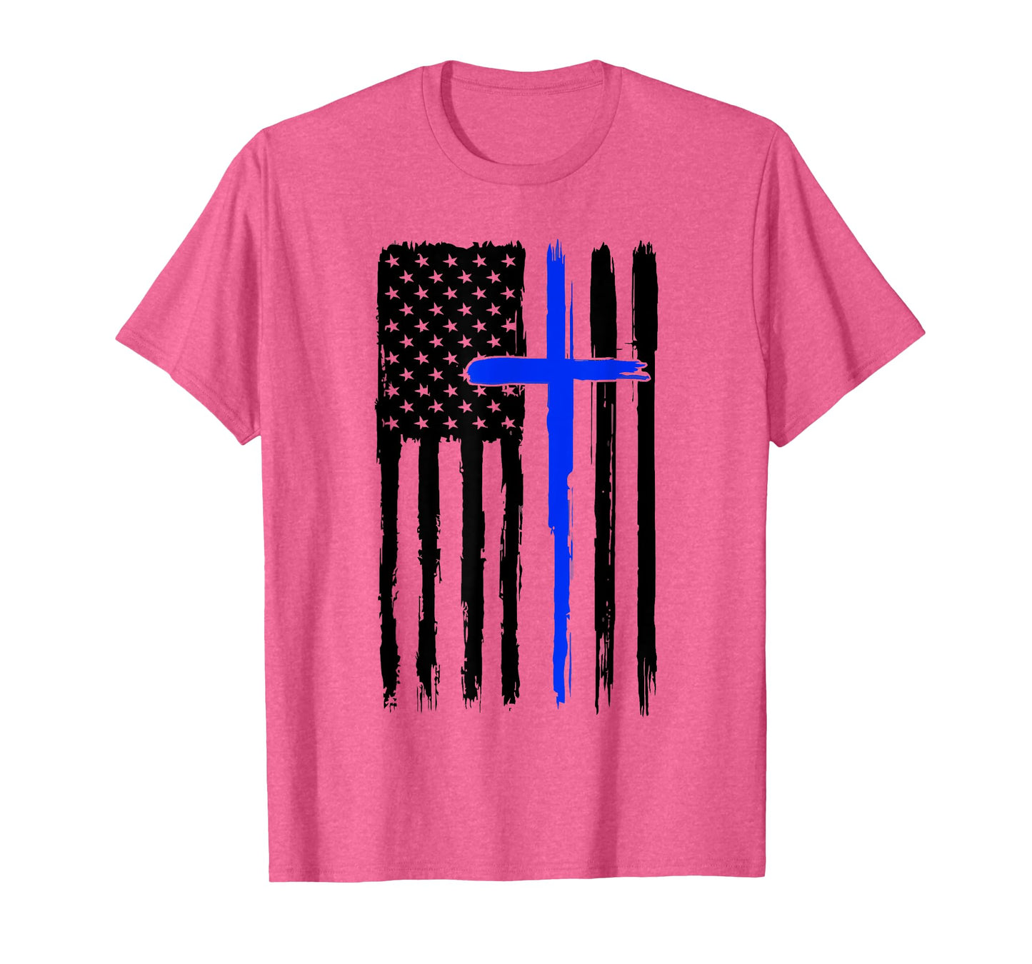Thin Blue Crossed Line Jesus Christian Police Officer Cop T-Shirt