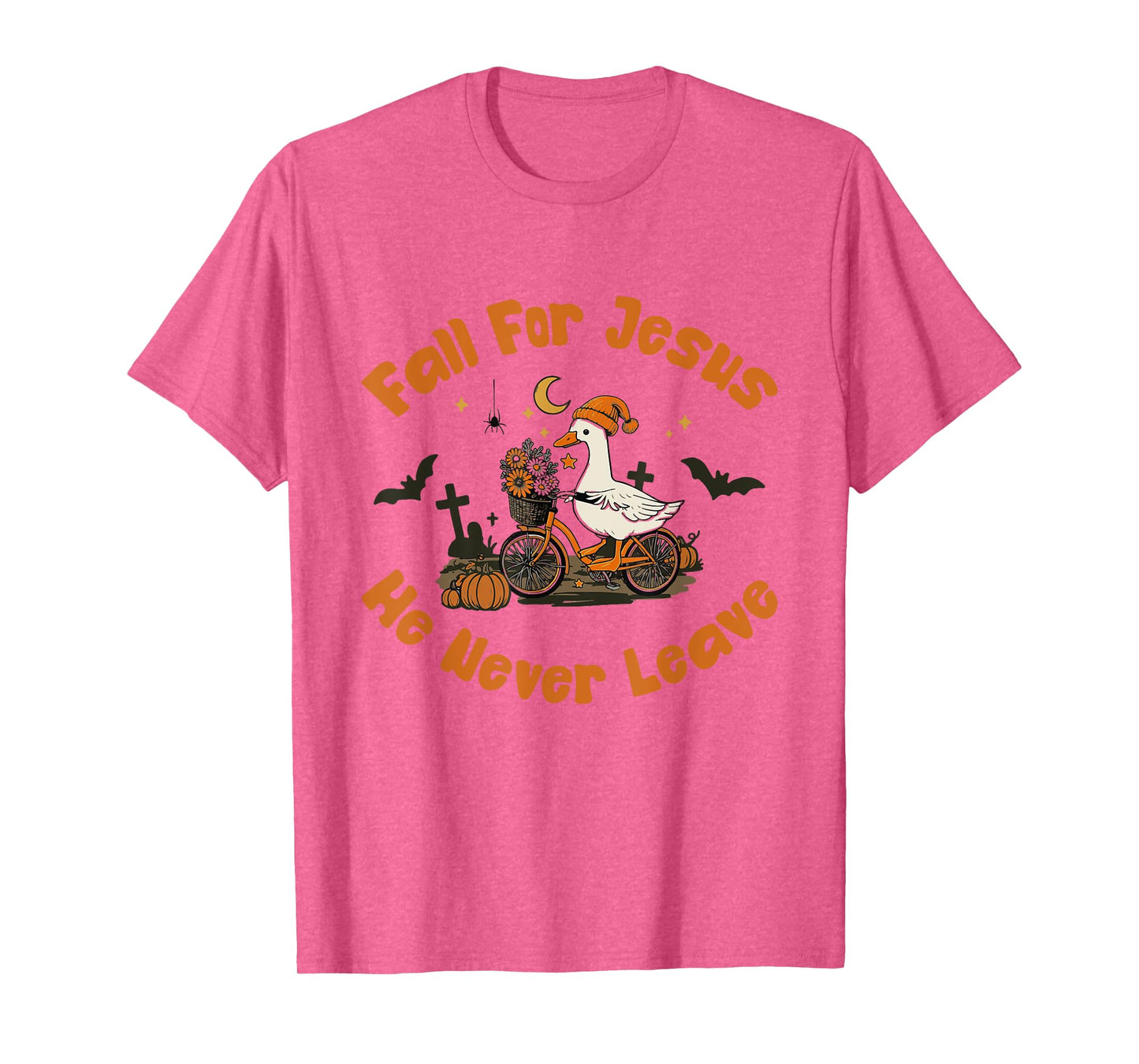 Fall for Jesus He Never Leave Ghost Goose Halloween Christ T-Shirt