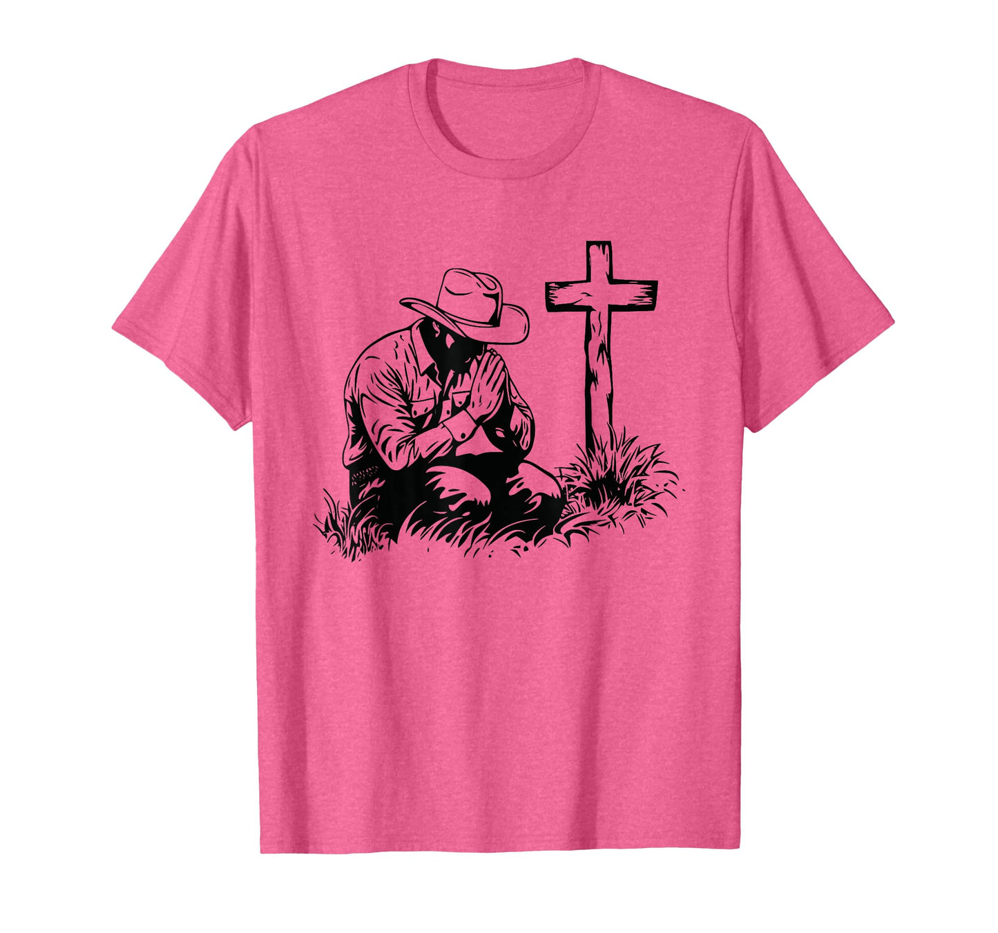 Praying Cowboy Kneeling Cross Western Bible Jesus Horse T-Shirt