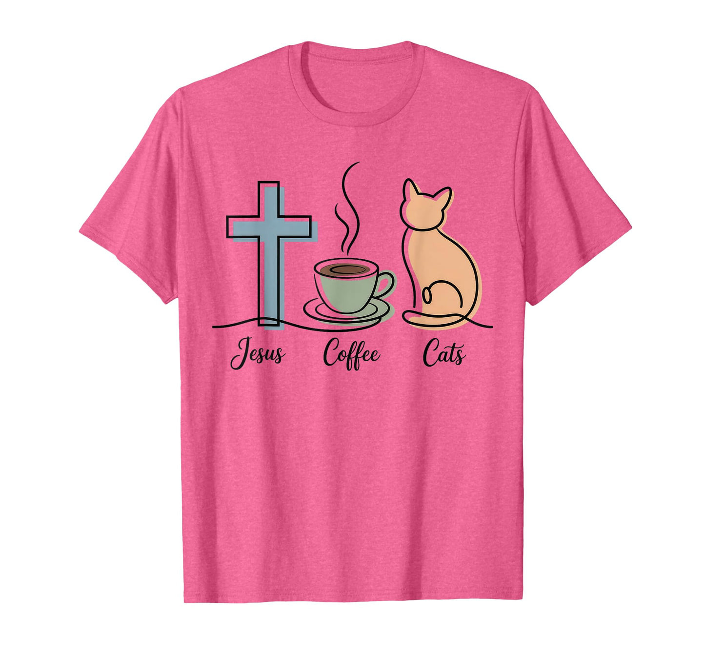 Jesus Coffee and Cats Christian Coffee Lovers Kitten Lover T-Shirt